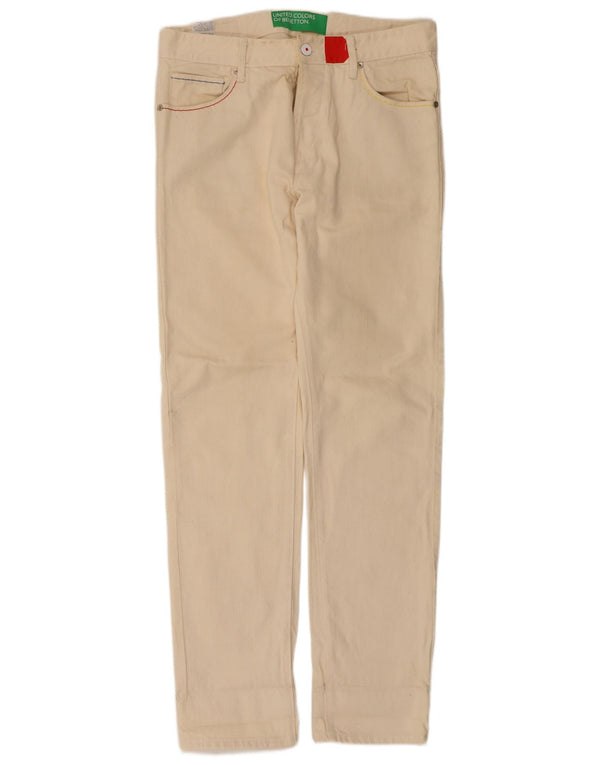 Pantaloni casual dritti da donna Benetton W32 L32 Cotone Beige