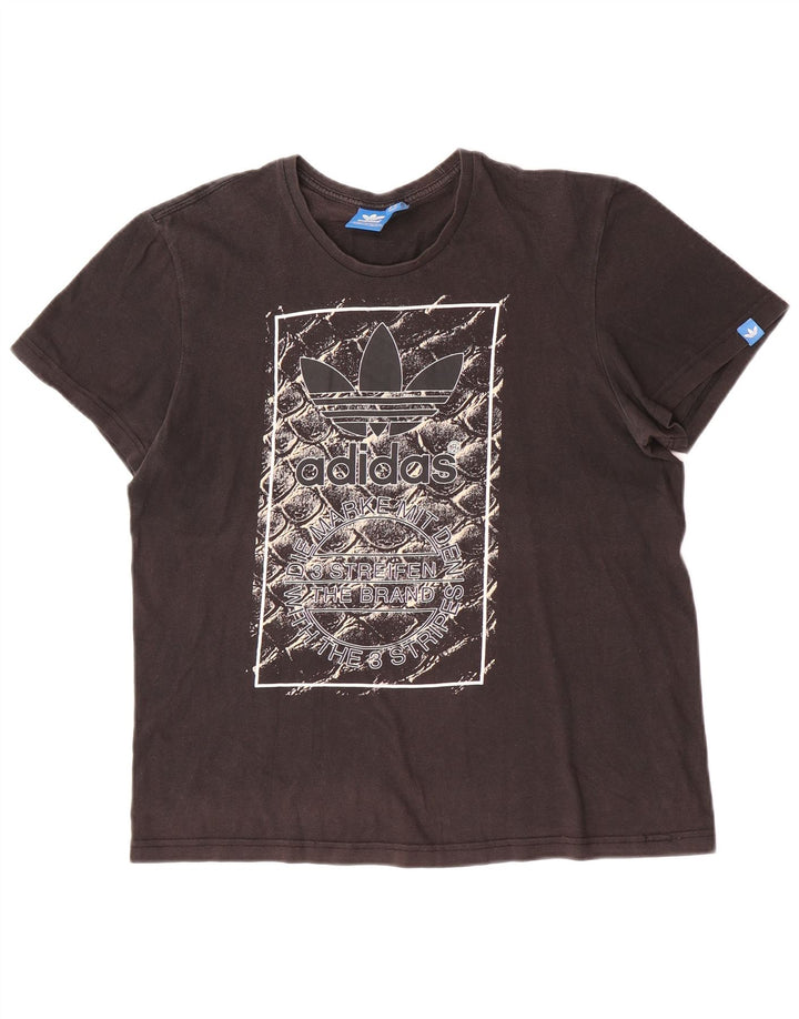 T-shirt grafica da uomo Adidas Top in cotone nero medio