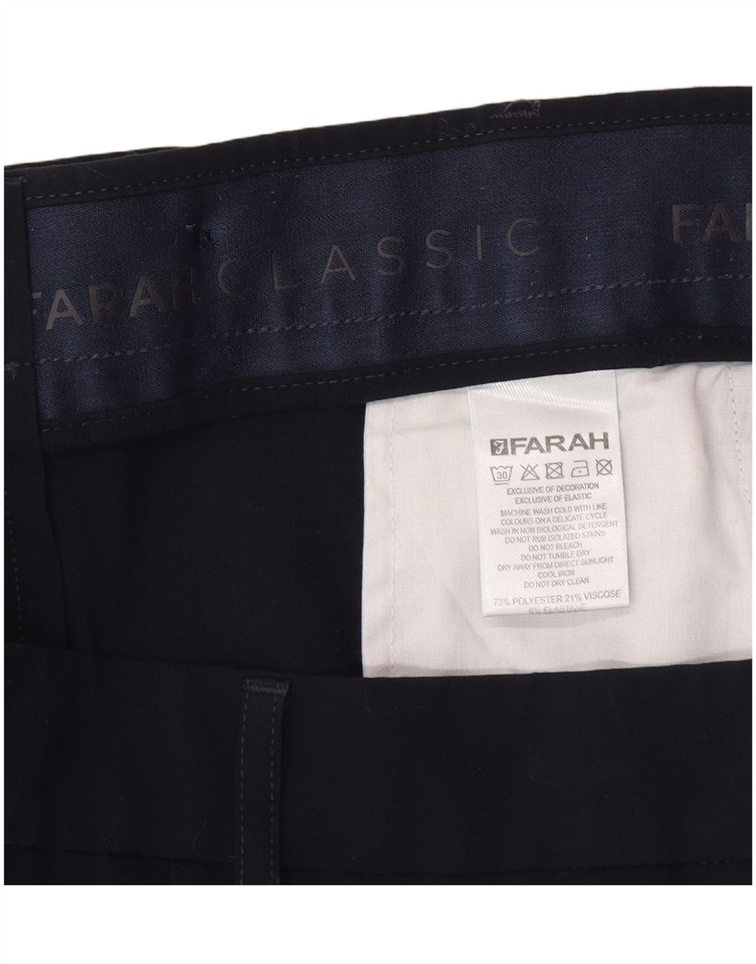 Pantaloni casual dritti da uomo Farah W34 L29 poliestere blu navy