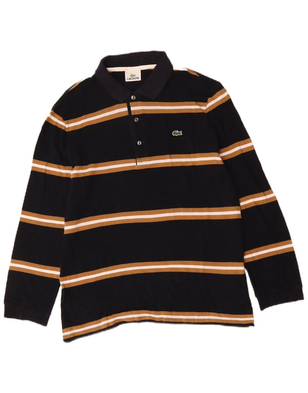 Polo da uomo a maniche lunghe Lacoste taglia 4 cotone medio a righe nere
