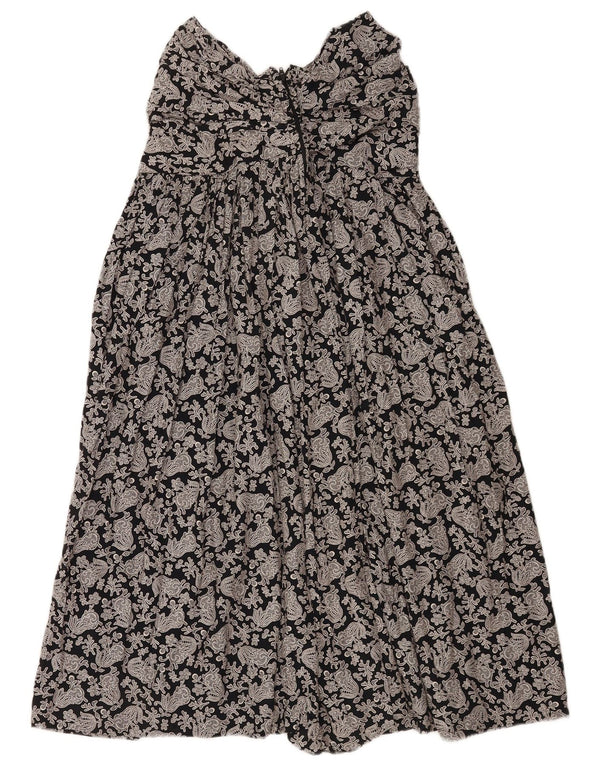 Abito senza spalline da donna Laura Ashley UK 12 Viscosa floreale nera media