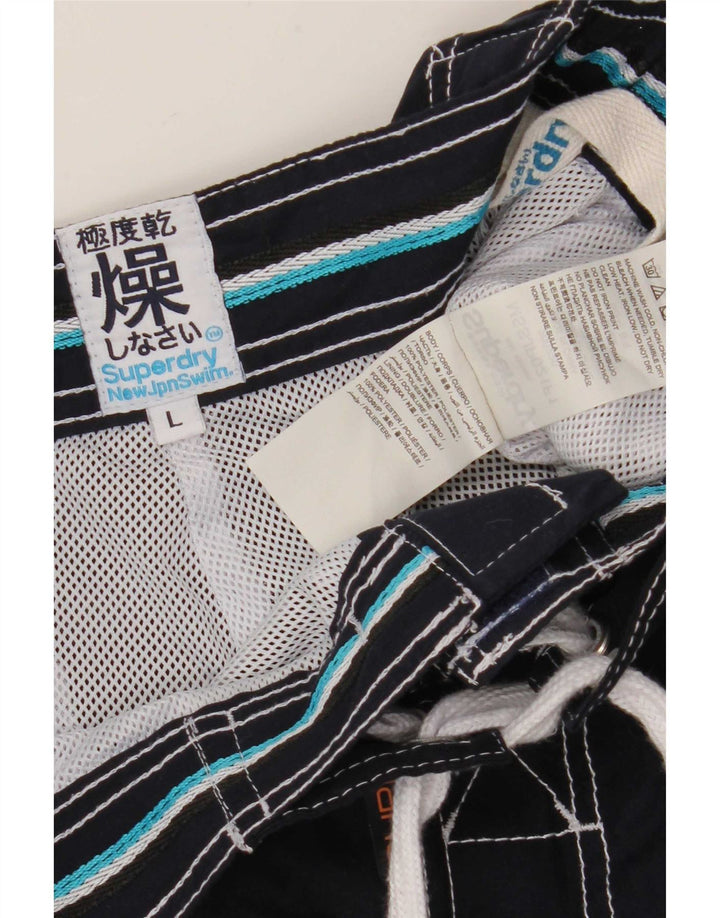 Pantaloncini da bagno regolari da uomo con grafica Superdry, grandi in poliestere blu navy
