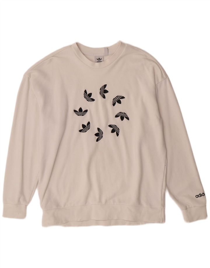 Felpa con grafica oversize da donna ADIDAS UK 12 media bianco sporco
