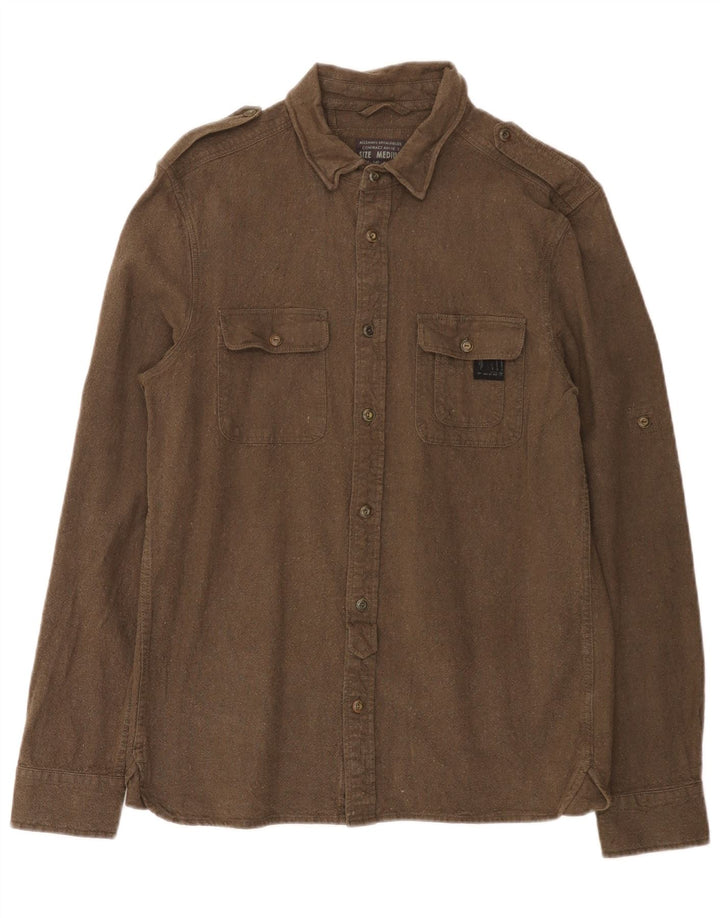Camicia militare da uomo di All Saints Lino kaki medio