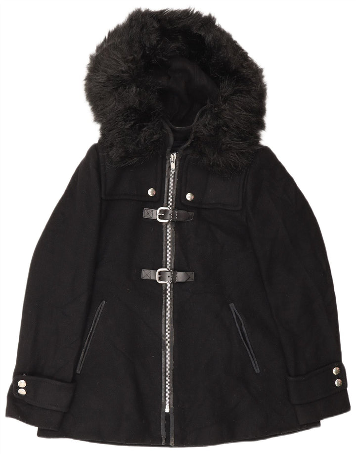 Giacca a vento con cappuccio da donna Zara UK 14 poliestere nero medio