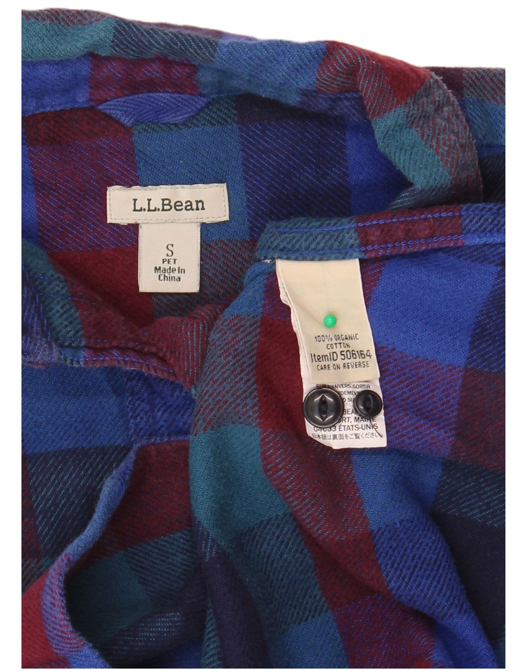 Camicia di flanella oversize da donna L.L.BEAN UK 10 piccolo plaid multicolore