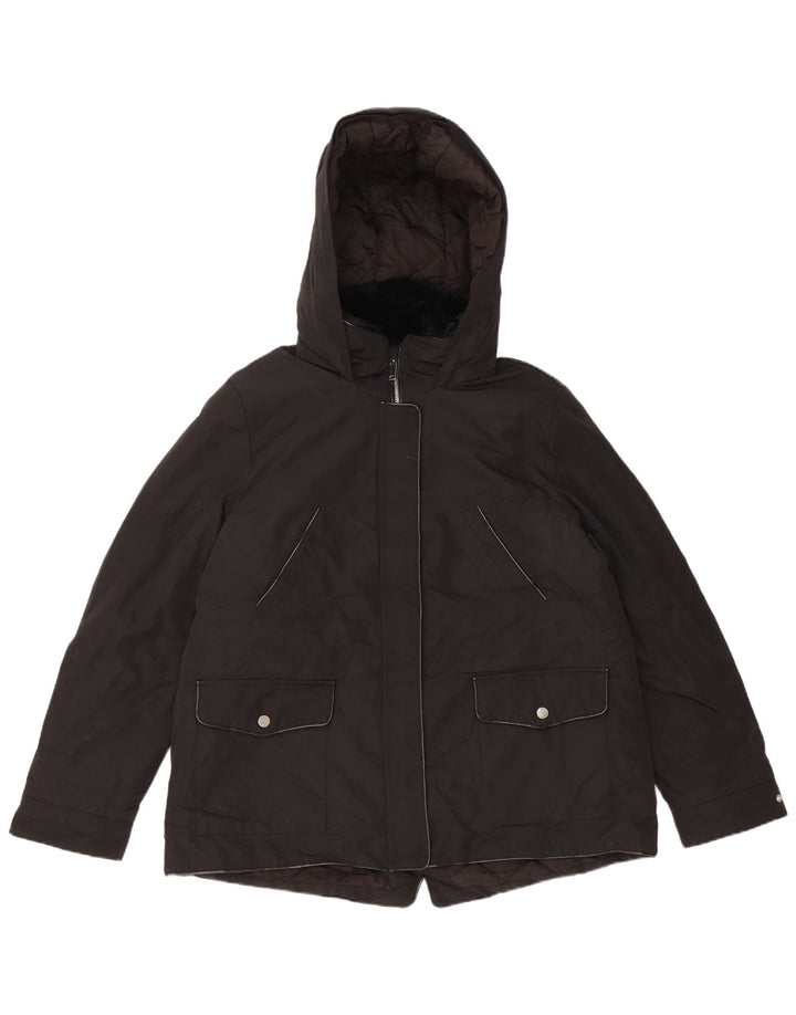 Giacca a vento con cappuccio da donna Zara UK 18 XL poliestere nero