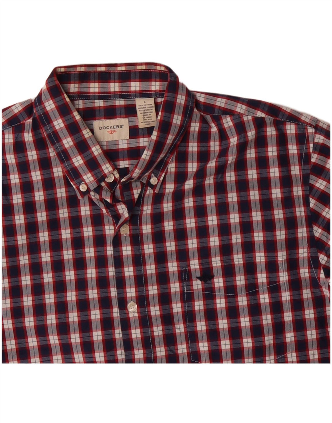 DOCKERS Camicia da uomo in cotone a quadri grandi blu navy