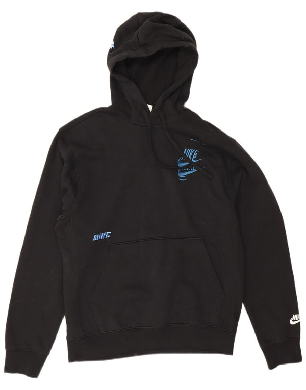 Felpa con cappuccio grafica Nike da uomo piccola in cotone nero