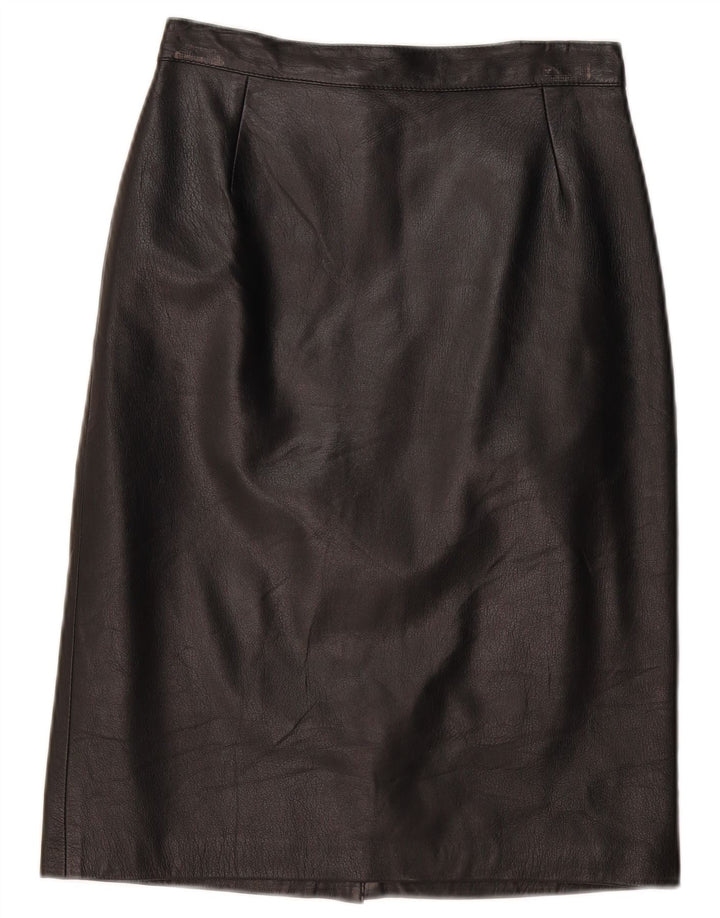 Gonna in pelle da donna VINTAGE IT 44 media W28 in pelle nera