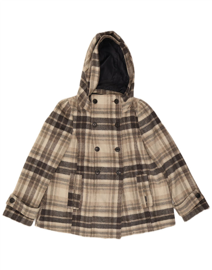 Cappotto da marinaio con cappuccio da donna Zara UK 14 Poliestere a quadri grigio medio