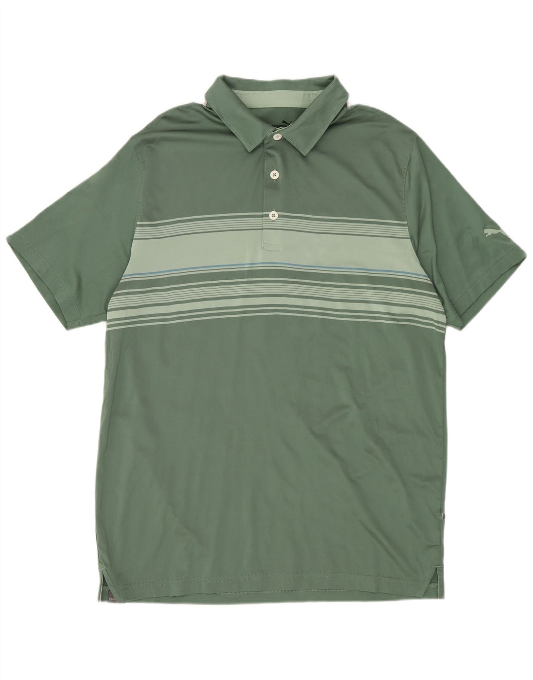 Polo PUMA da uomo a righe verde medio