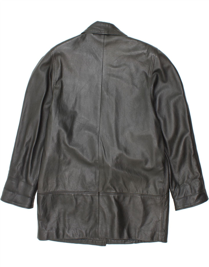 VINTAGE Womens Leather Coat UK 12 Medium Black Leather Vintage Vintage and Second-Hand Vintage from Messina Hembry 