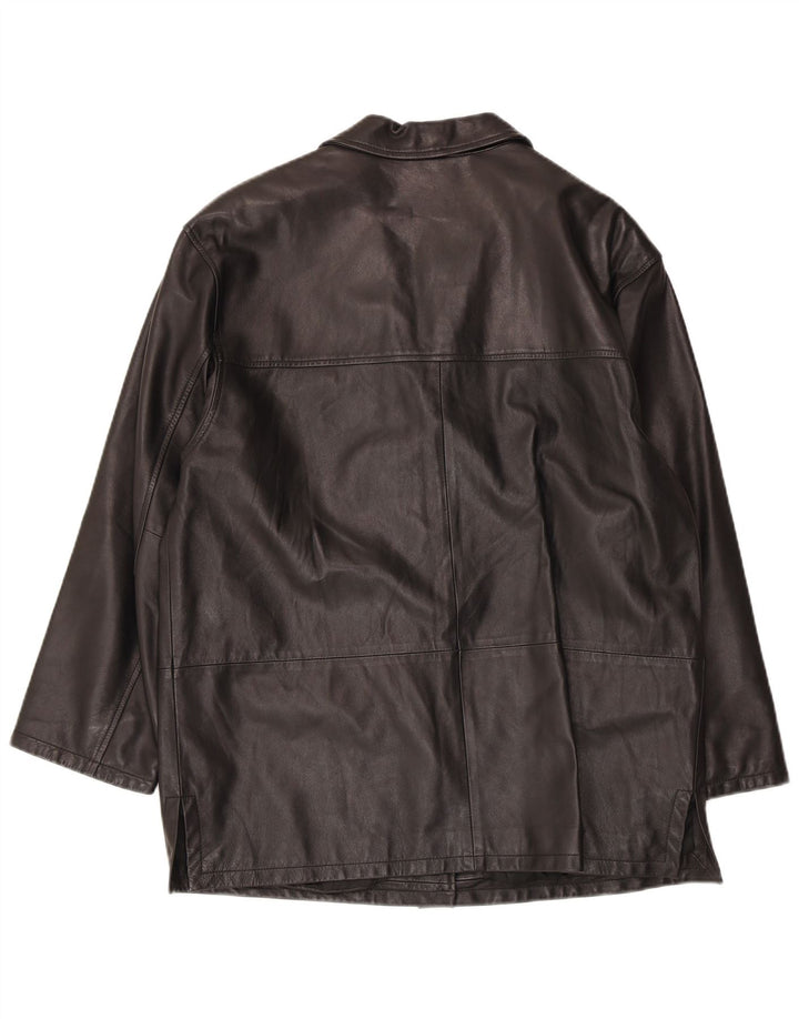 Giacca in pelle da donna vintage IT 46 grande in pelle nera