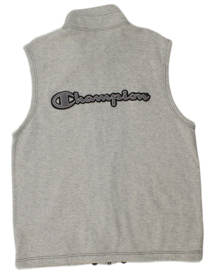 Giacca sportiva senza maniche con grafica Champion da uomo, piccola, in cotone grigio