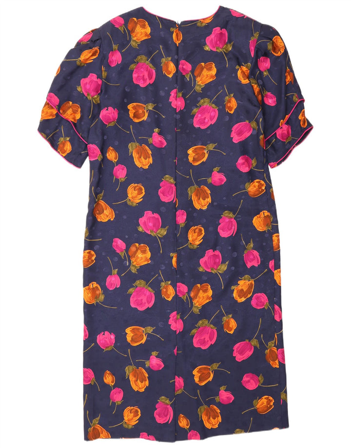 TRICOVILLE Womens Shift Dress UK 16 Large Navy Blue Floral Polyester