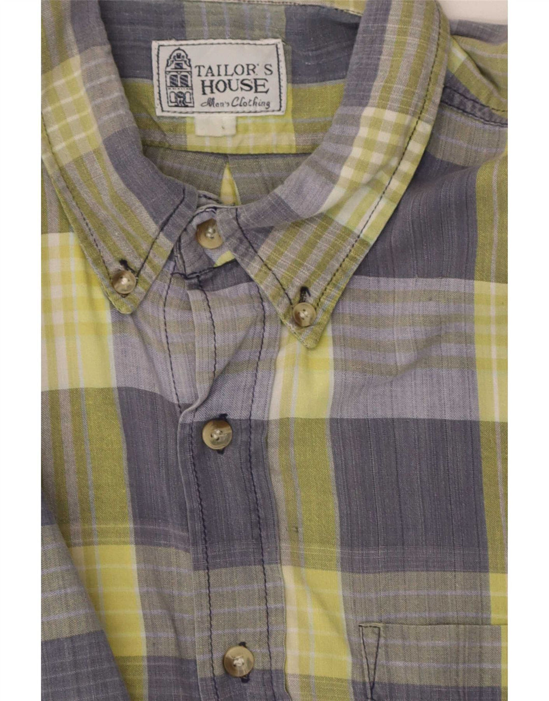 Camicia vintage da uomo a quadri blu grandi