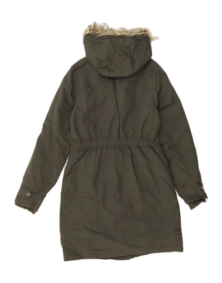 FAT FACE Womens Hooded Windbreaker Coat UK 8 Small Green Polyester Vintage Fat Face and Second-Hand Fat Face from Messina Hembry 