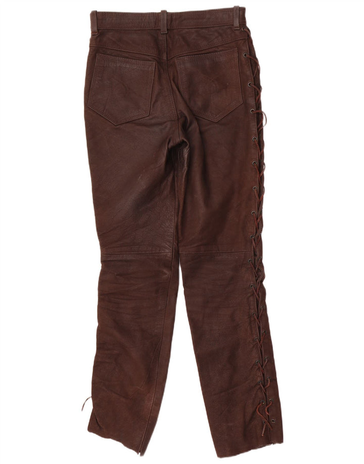 Pantaloni da uomo slim in pelle scamosciata Pantera W31 L31 in pelle marrone