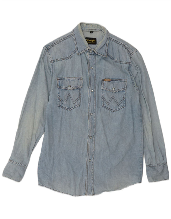 Camicia di jeans da uomo Wrangler XS in cotone blu