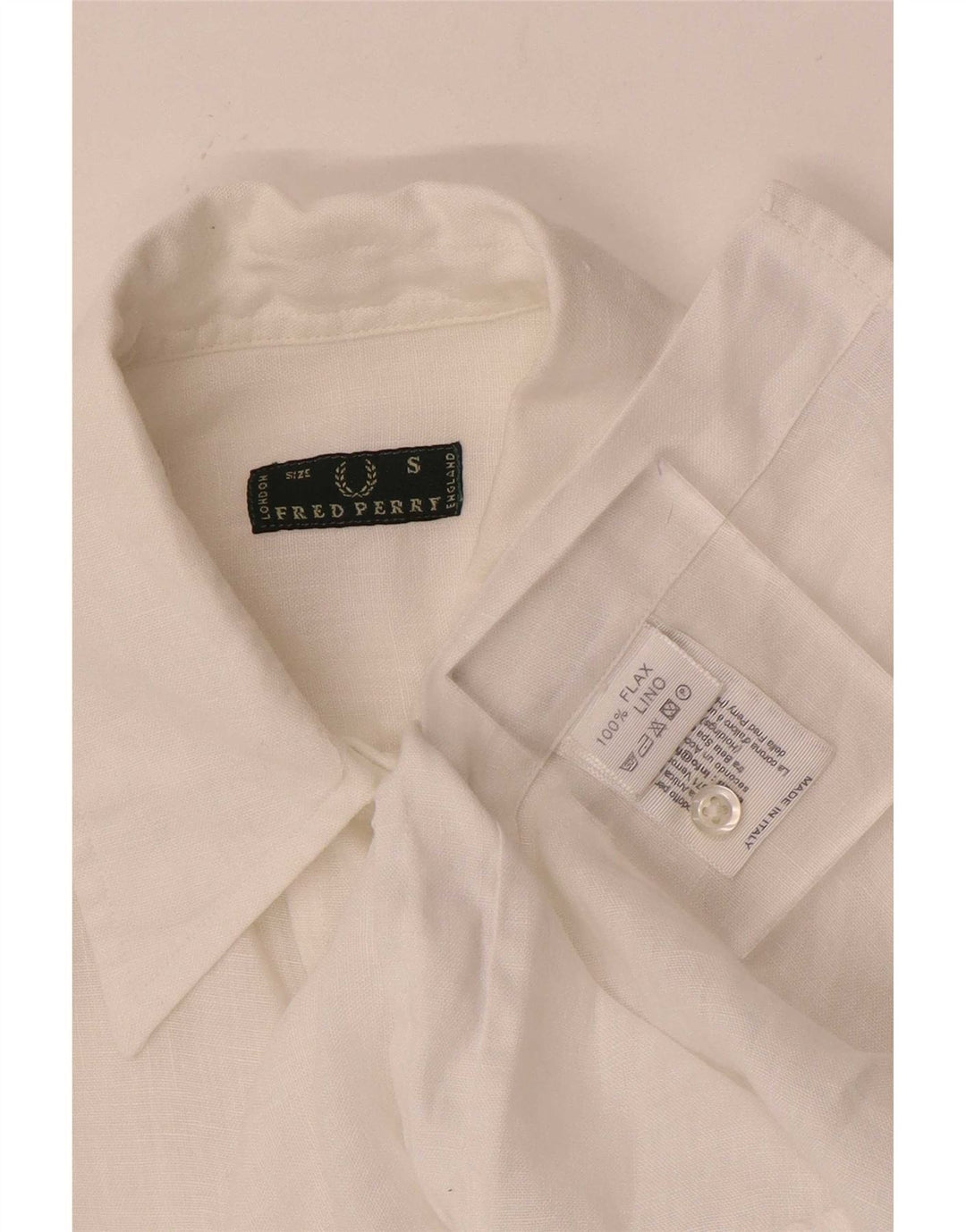 Camicia a maniche a 3/4 da donna Fred Perry UK 10 Small Lino bianco