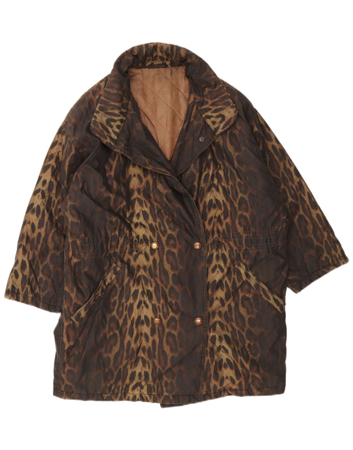 Cappotto Doppiopetto Oversize da Donna Preca IT 42 Marrone Medio Stampa Animalier