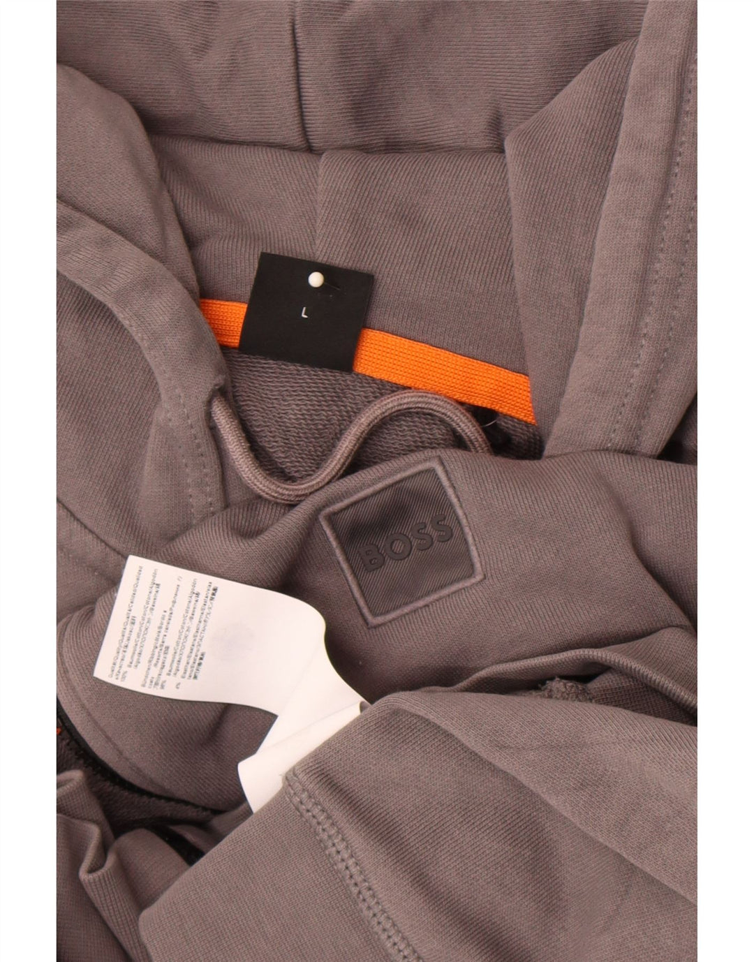 Maglione con cappuccio e zip da uomo Hugo Boss grande in cotone grigio