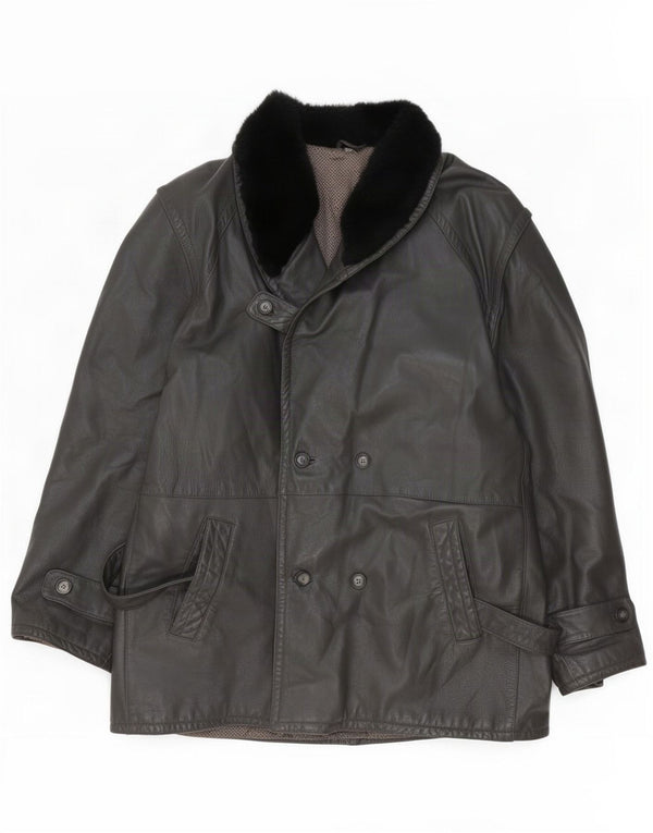 Giacca in pelle da uomo vintage UK 54 2XL Grigio
