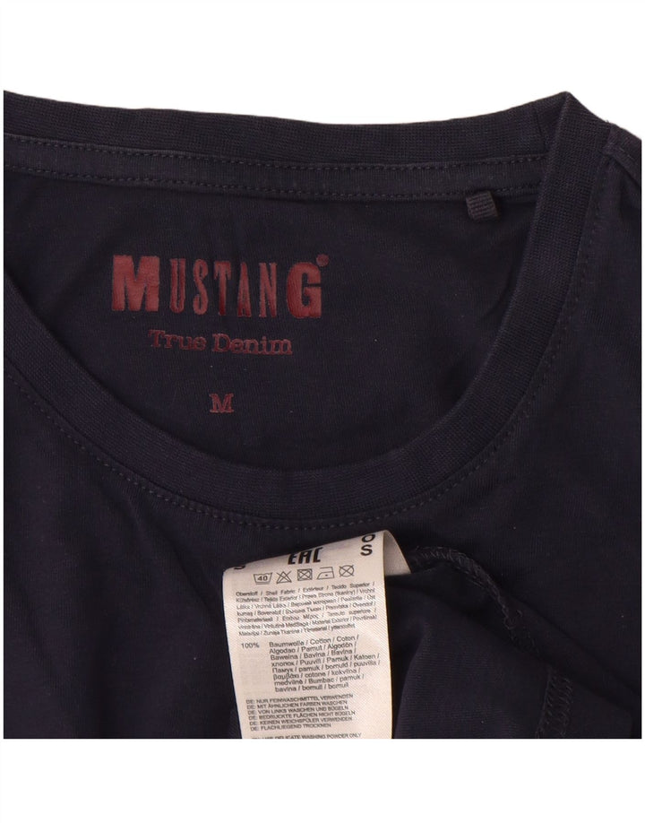 T-shirt grafica da uomo Mustang Top in cotone blu navy medio