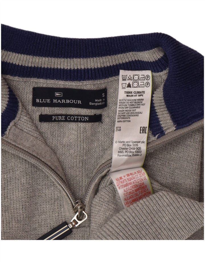Maglione da uomo Marks & Spencer con collo con zip blu Harbour piccolo grigio