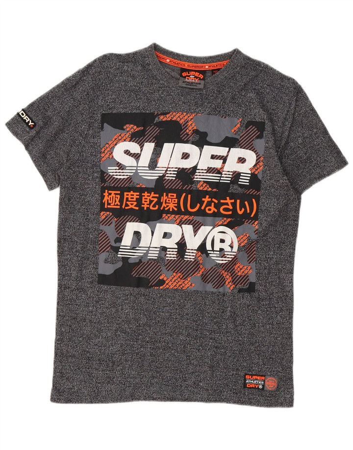 T-shirt grafica da uomo Superdry Top in cotone chiazzato grigio medio
