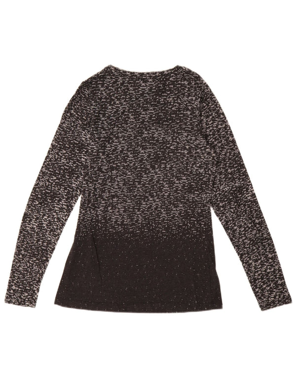 Top grafico da donna Zara a maniche lunghe UK 10 piccola stampa animalier nera