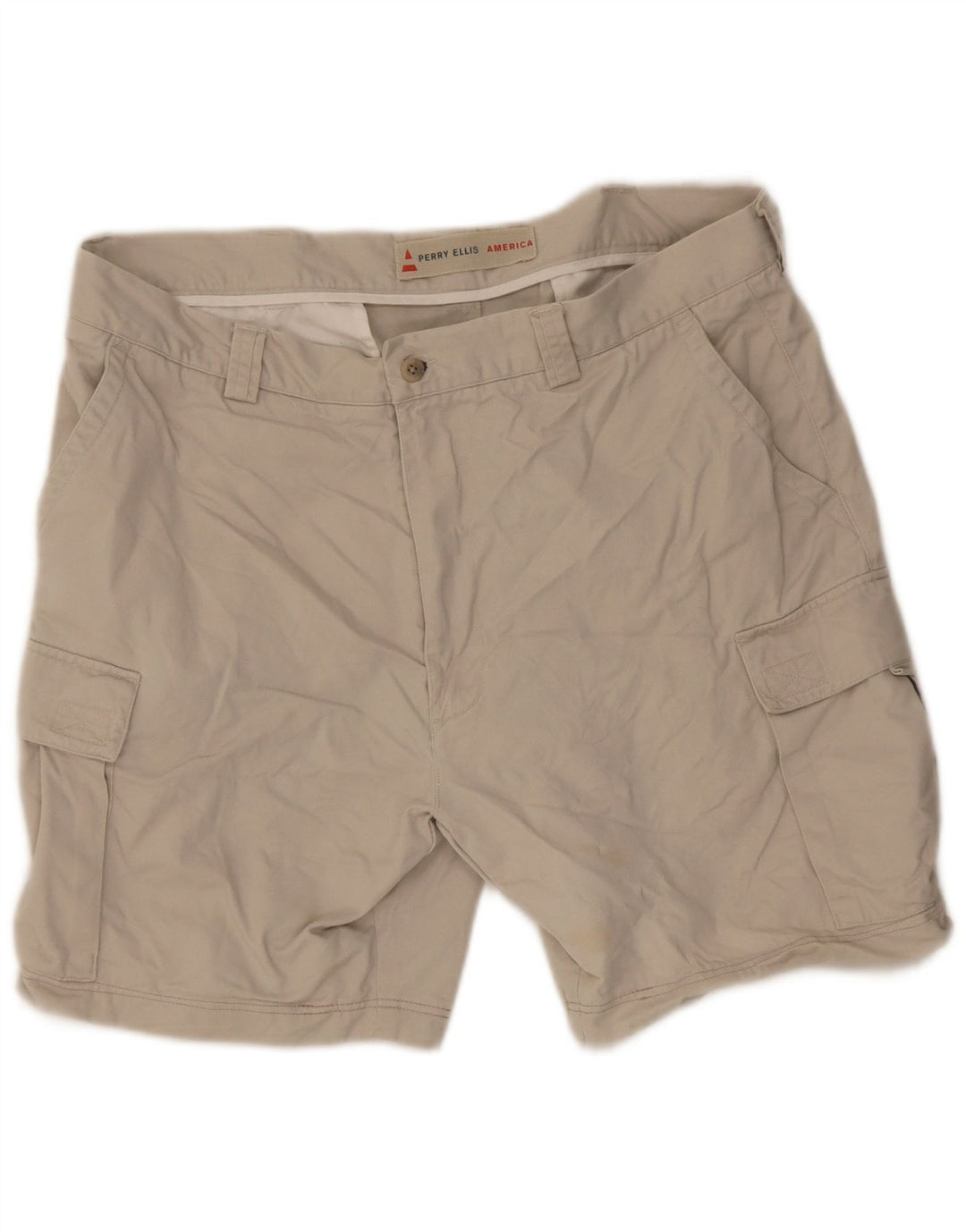 Pantaloncini cargo da uomo Perry Ellis W38 XL in cotone beige