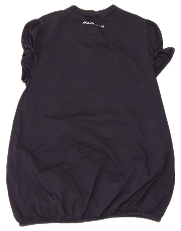 Top camicetta grafica da donna Armani EU 34 2XS cotone blu navy