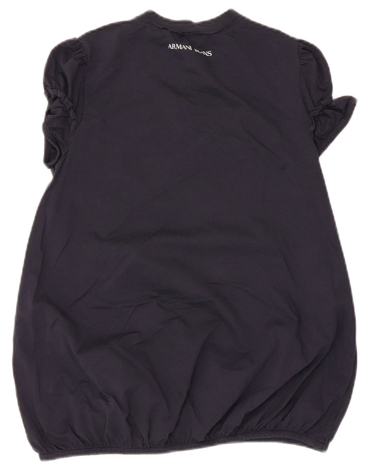Top camicetta grafica da donna Armani EU 34 2XS cotone blu navy