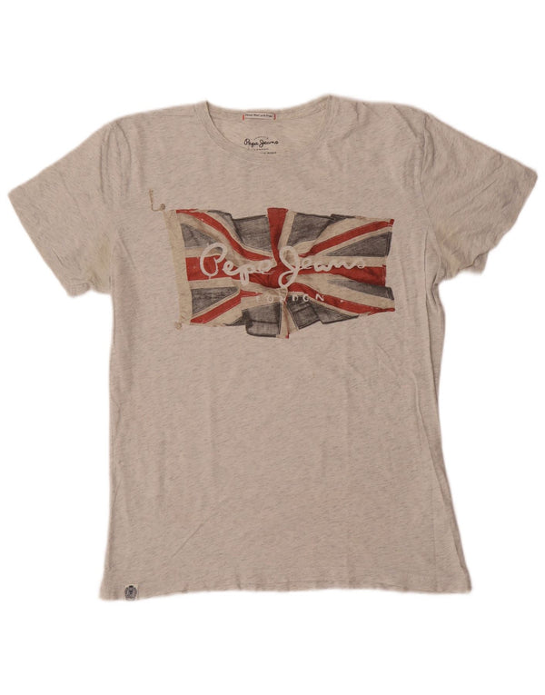 PEPE Jeans T-shirt grafica da uomo con vestibilità regolare, cotone grigio medio