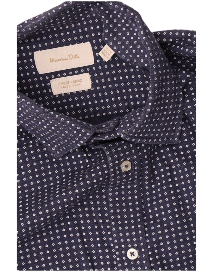 Camicia da uomo Massimo Dutti XL in cotone geometrico blu