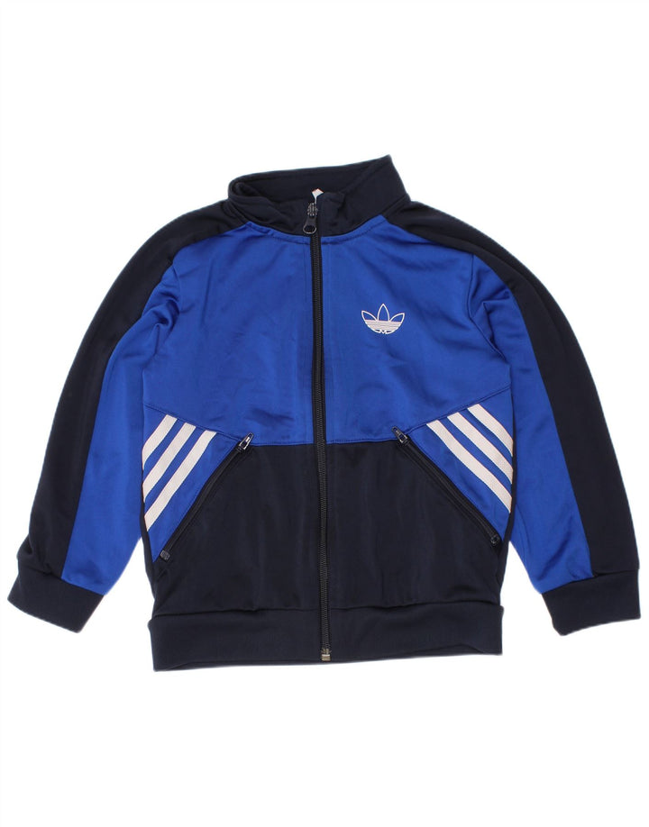 Giacca da tuta da ragazzo Adidas 5-6 anni in poliestere color block blu navy