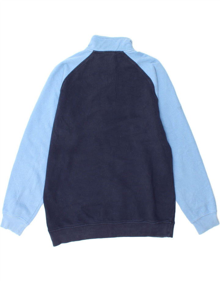 IZOD Mens Zip Neck Sweatshirt Jumper Medium Navy Blue Colourblock Cotton Vintage Izod and Second-Hand Izod from Messina Hembry 