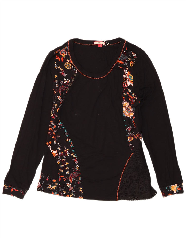 Joe Browns Top da donna a maniche lunghe UK 14 Viscosa floreale nera media