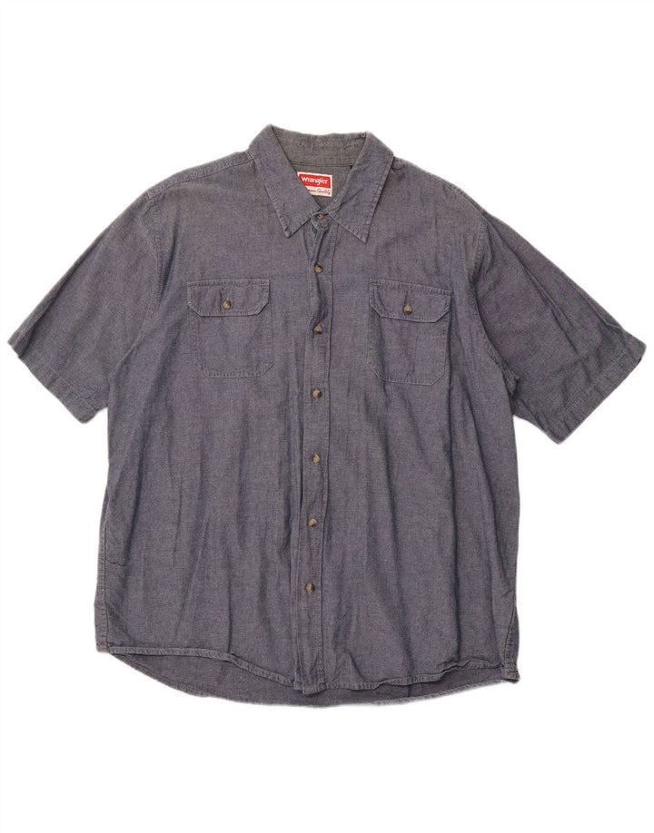 Camicia a maniche corte da uomo WRANGLER 2XL cotone blu