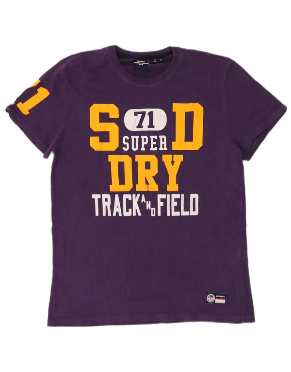 T-shirt grafica da uomo Superdry Top XL in cotone viola