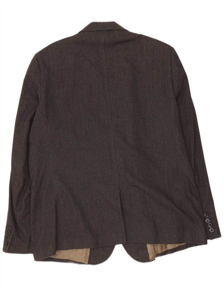 Giacca blazer da uomo a 3 bottoni Burberry UK 42 XL lana a spina di pesce grigia