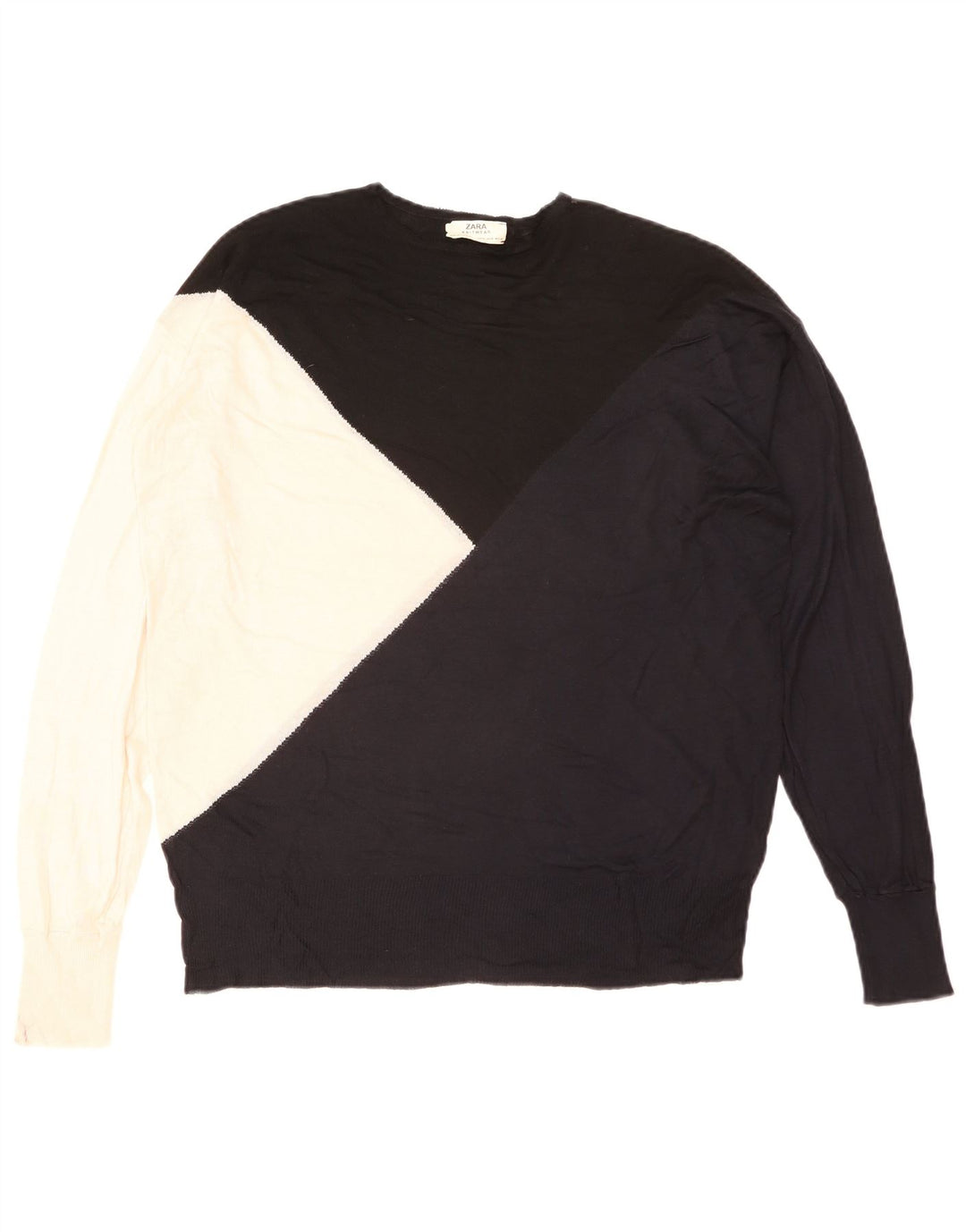 Maglione maglione con scollo a barca da donna Zara UK 14 blocco colore medio multicolore