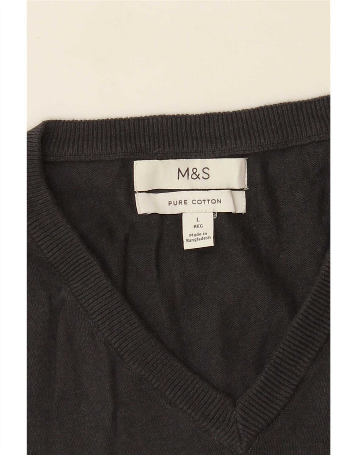 Maglione da uomo con scollo a V Marks & Spencer grande in cotone grigio
