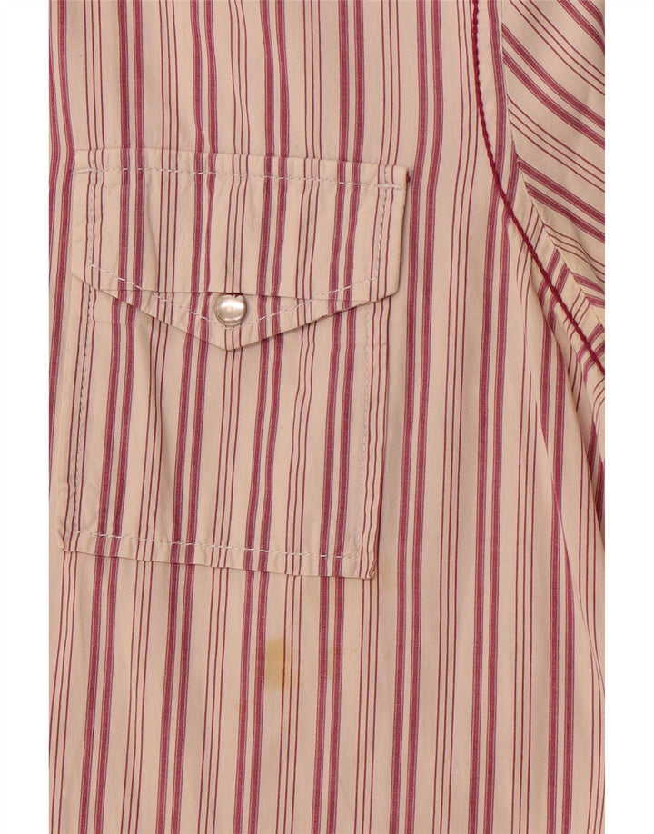 Camicia da uomo a maniche corte Diesel in cotone a righe rosse medie