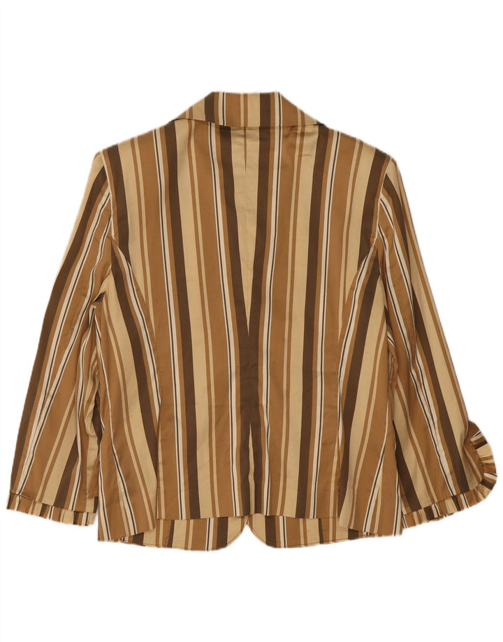 Giacca blazer vintage da donna a 3 bottoni con maniche a 3/4 IT 48 XL a righe beige
