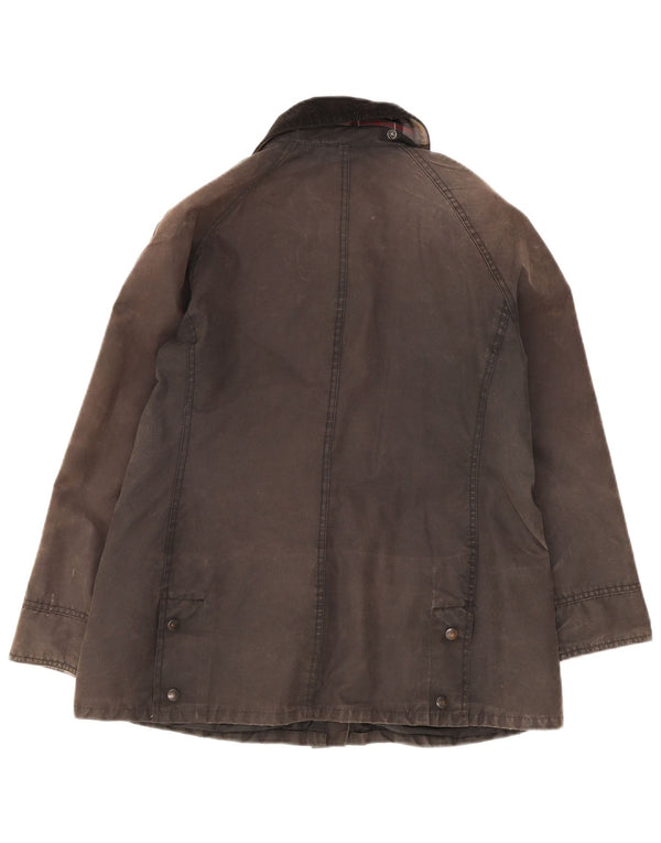 Barbour Womens Waxed Cotton Jacket UK 14 Large Grey