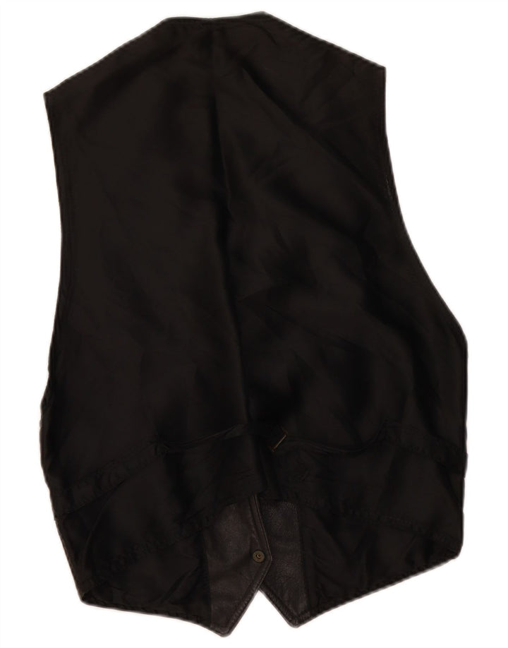 Gilet in pelle da uomo vintage grande in pelle nera