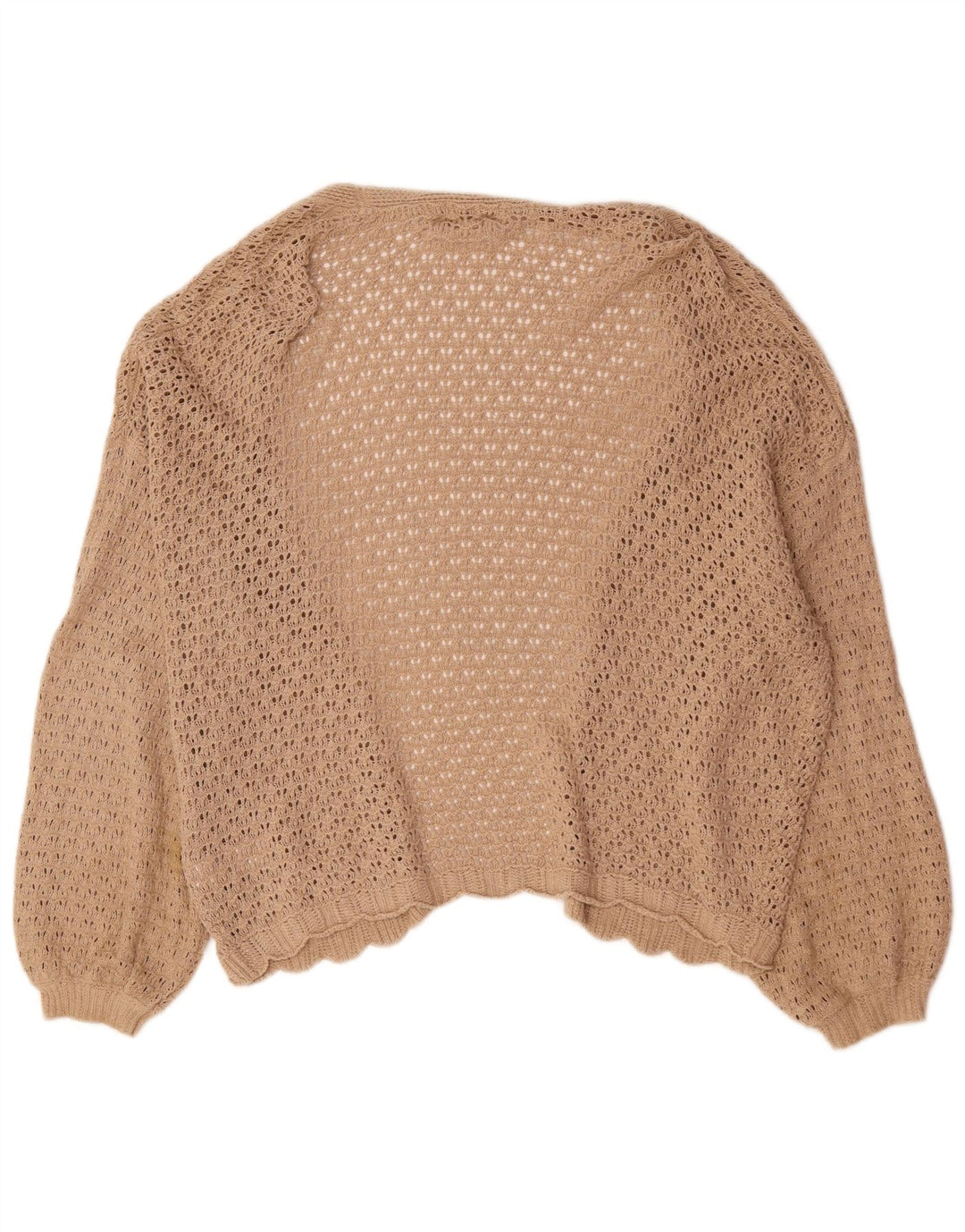 Maglione cardigan aperto oversize da donna Zara UK 16 grande cotone beige